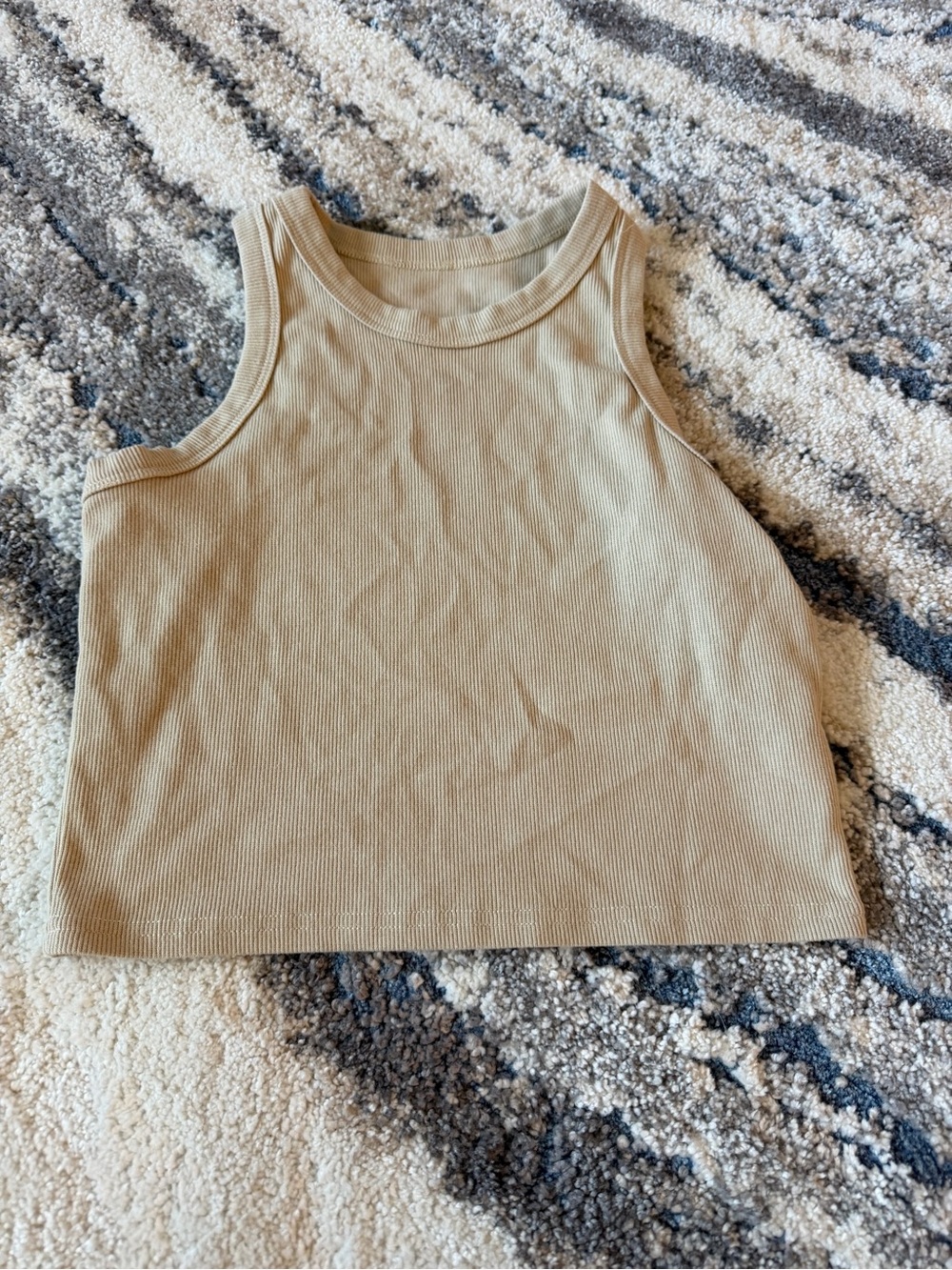 Ribbed Tank Crop Top - Beige